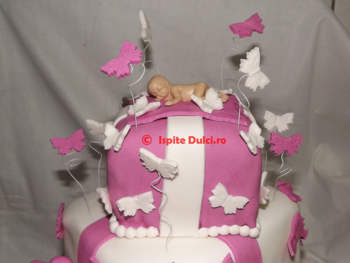 Tort de botez cu fluturasi