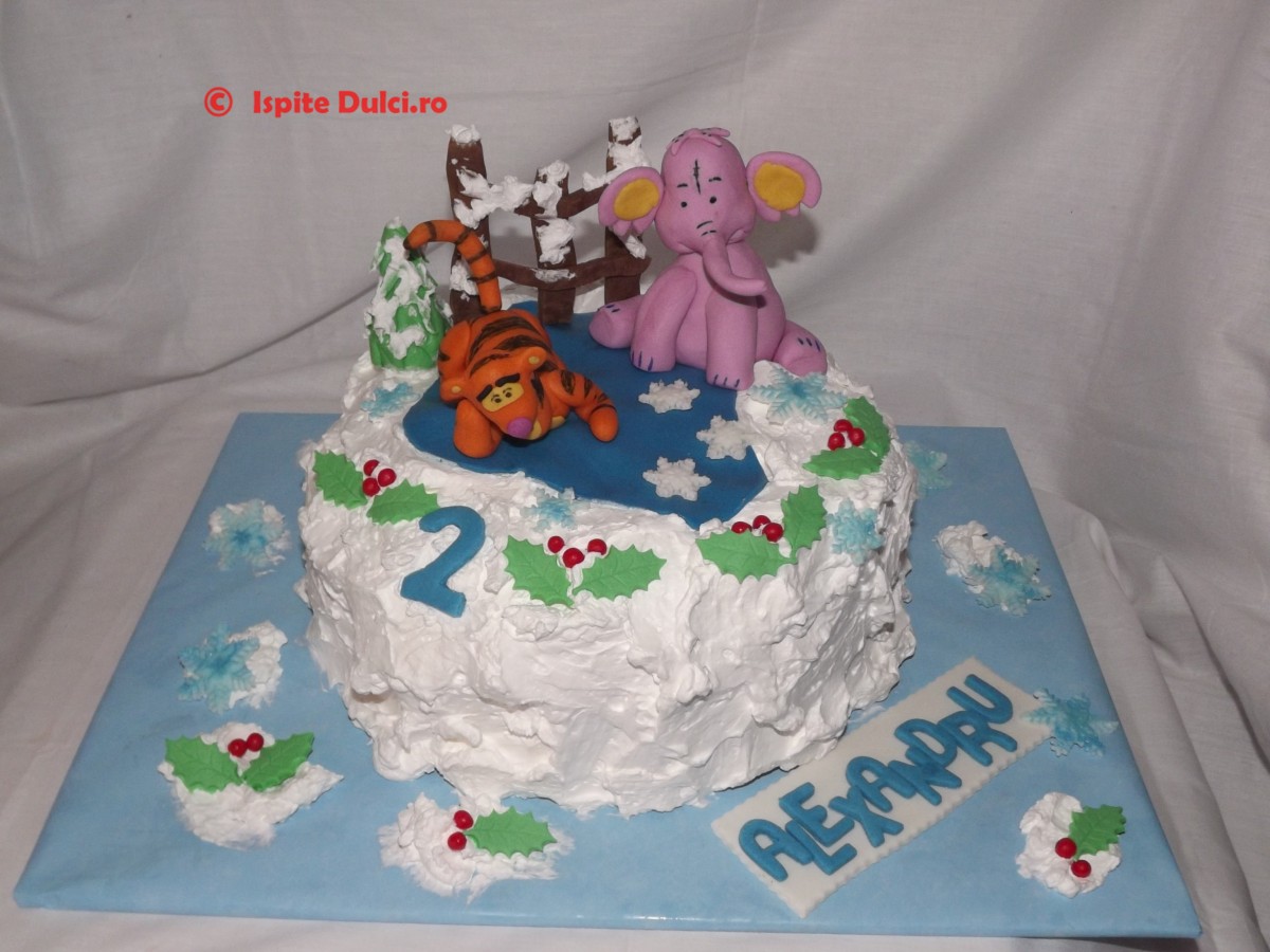 Tort de iarna cu Tigru si Elefant