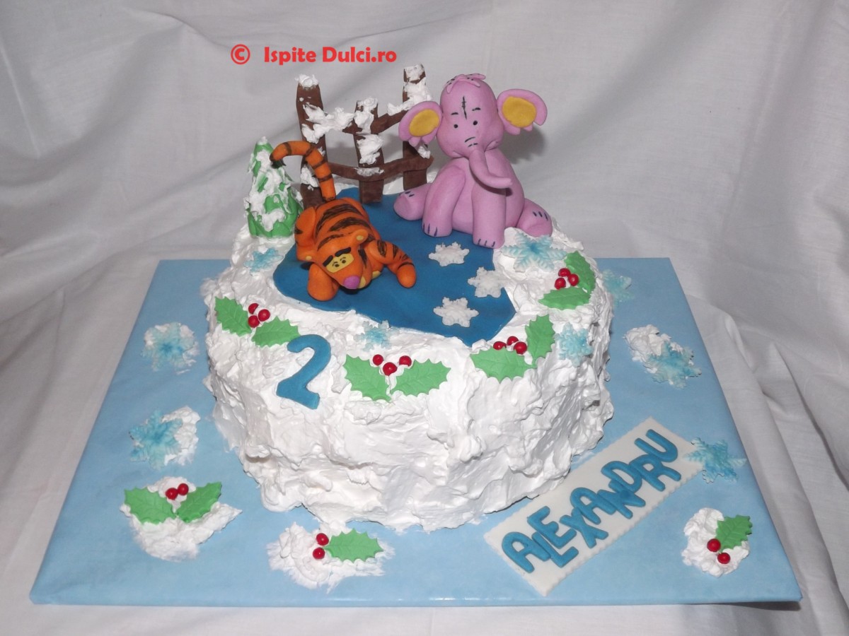 Tort de iarna cu Tigru si Elefant