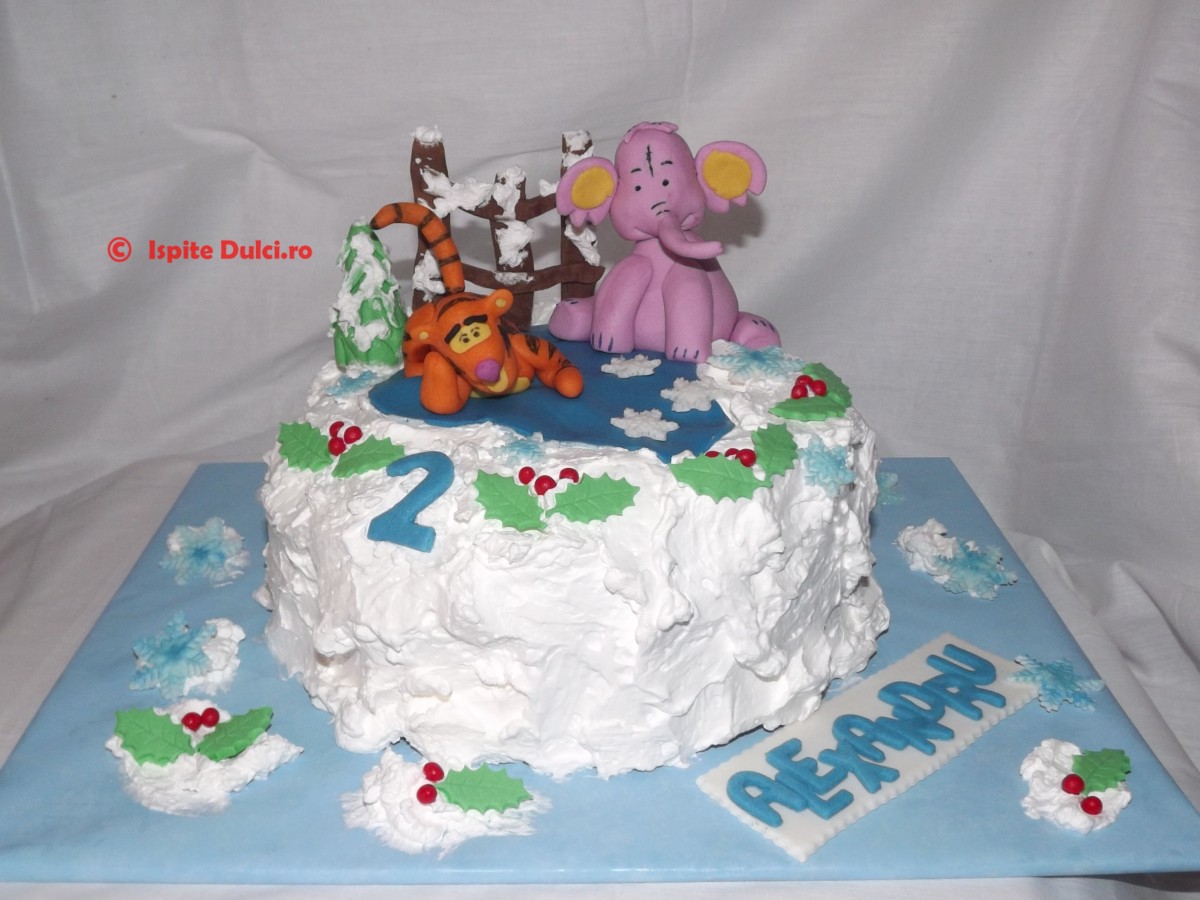 Tort de iarna cu Tigru si Elefant