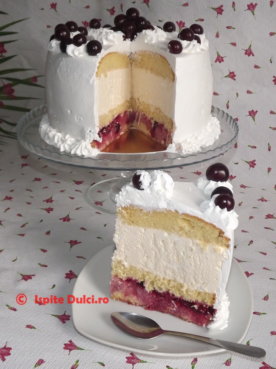 Tort cu visine si crema de sampanie