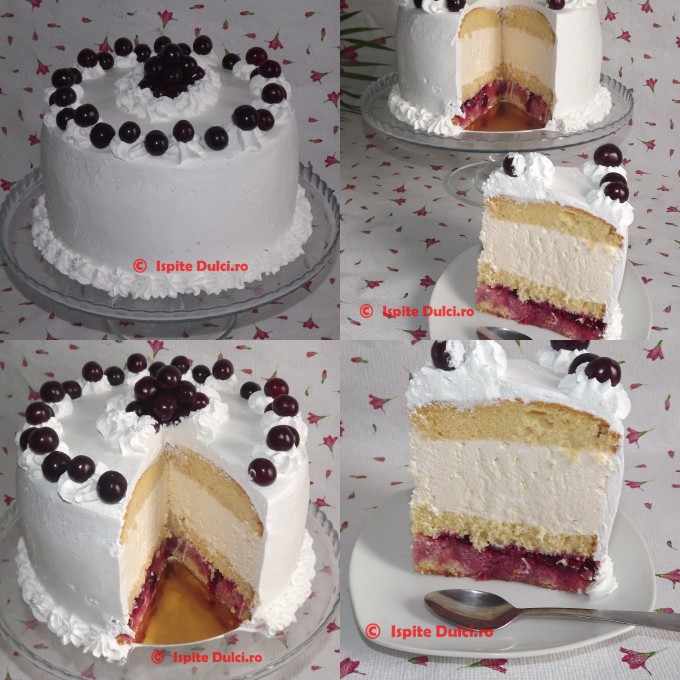 Tort cu visine si crema de sampanie