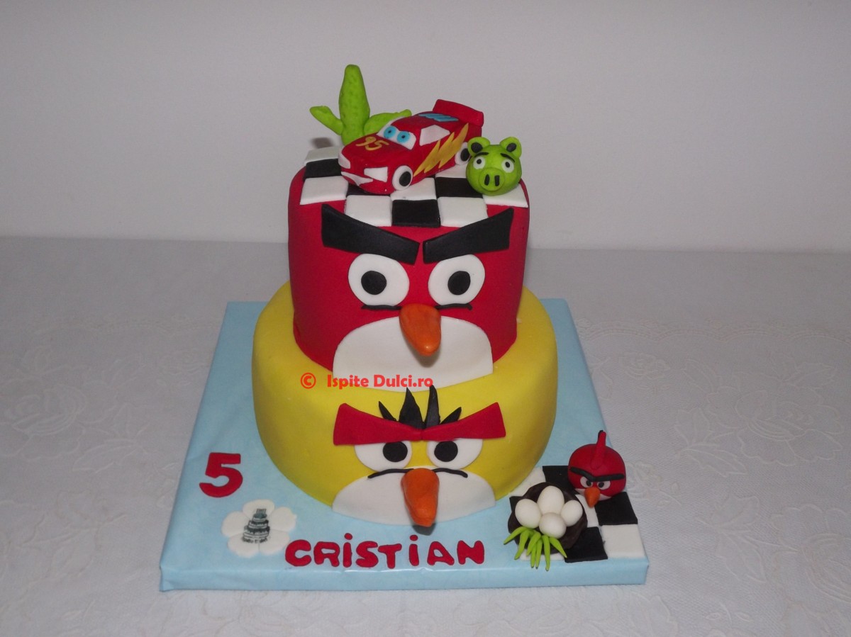 Tort cu Angry birds si Fulger Mc Queen