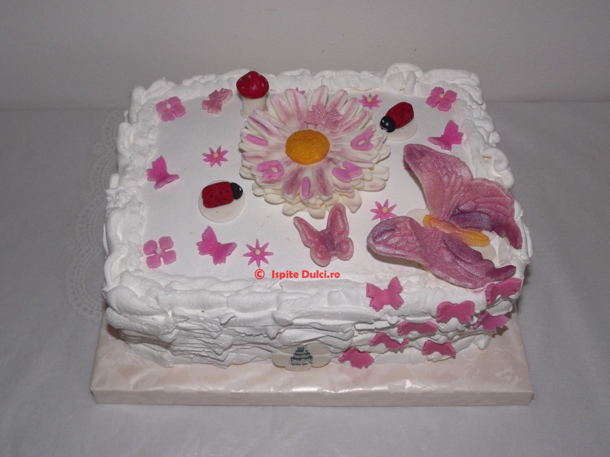 Tort de botez cu fluturasi pt Irina