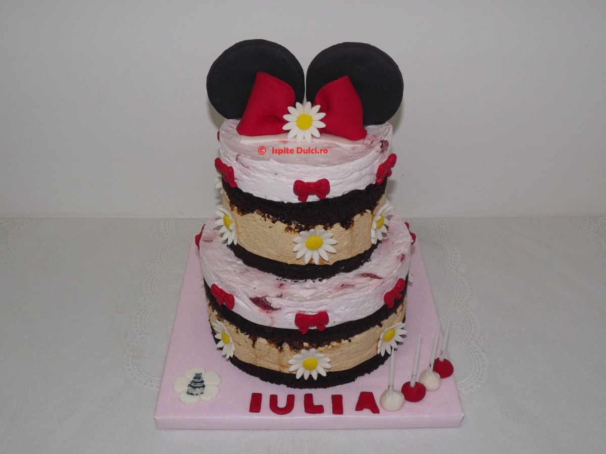 Tort Minnie Mouse pentru Iulia (naked cake)