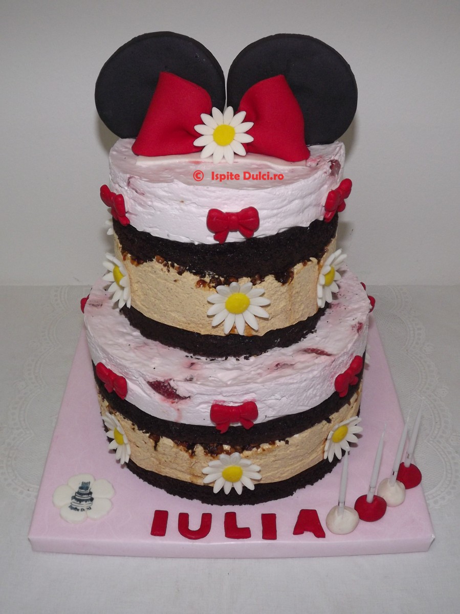 Tort Minnie Mouse pentru Iulia (naked cake)