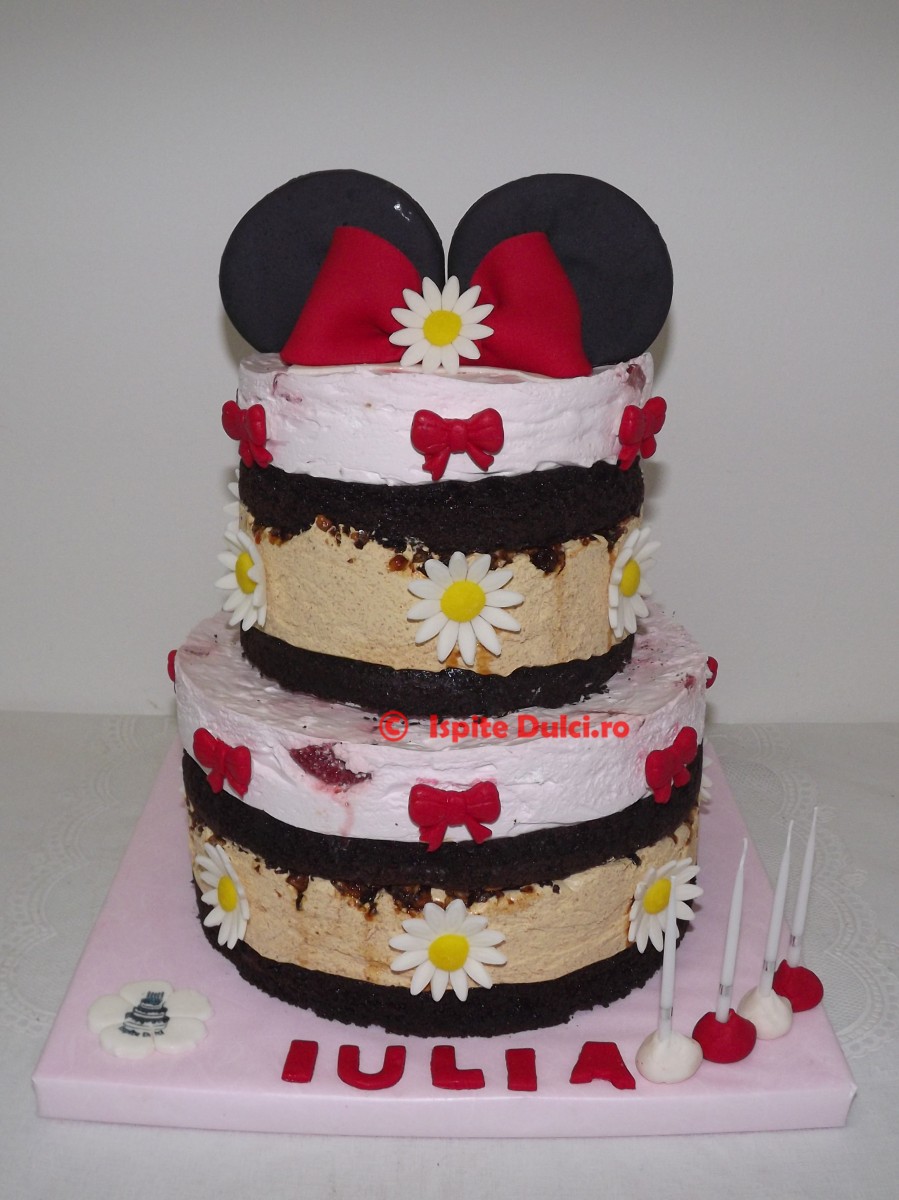 Tort Minnie Mouse pentru Iulia (naked cake)