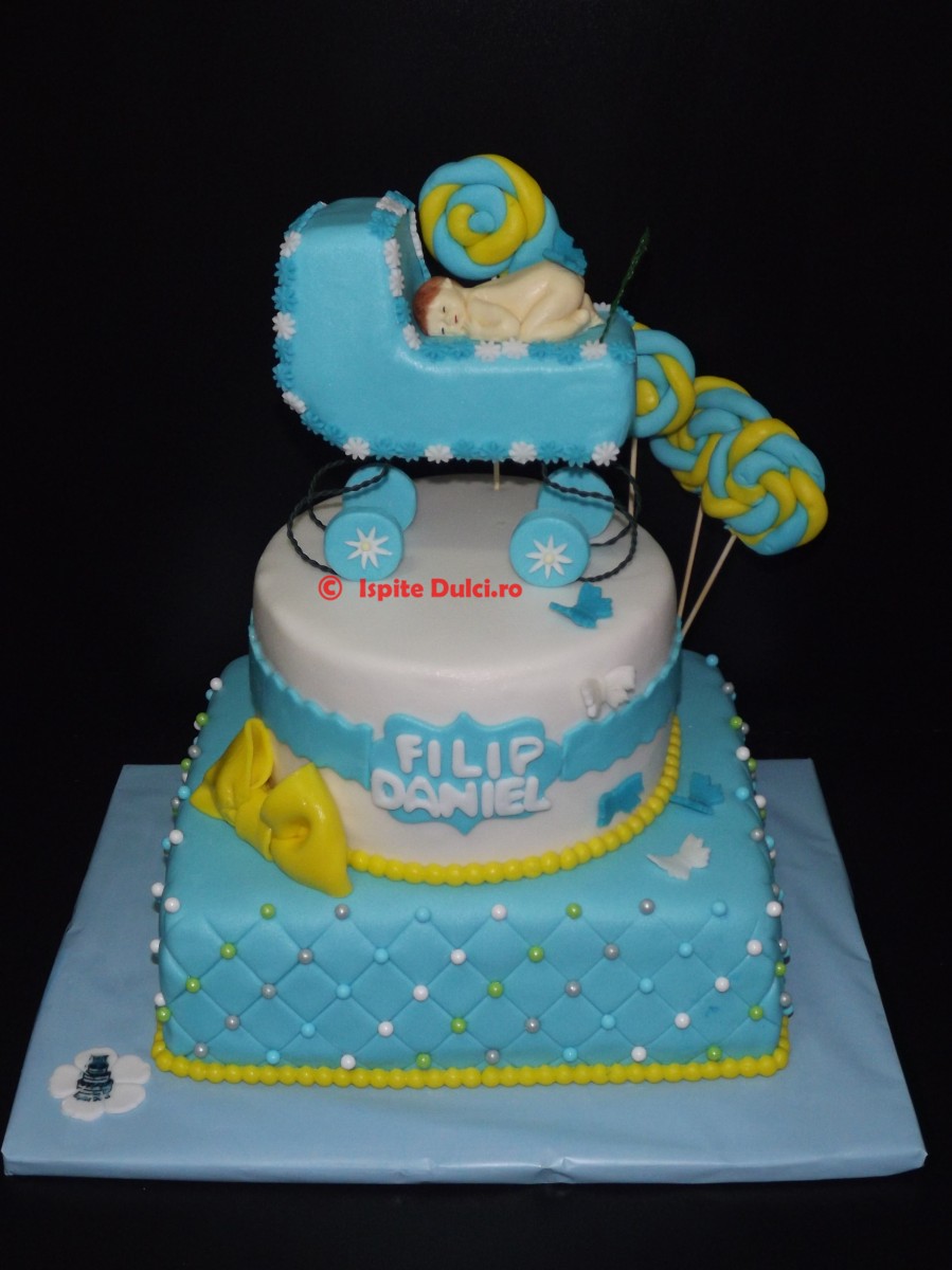 Tort de botez cu carucior pt Filip Daniel