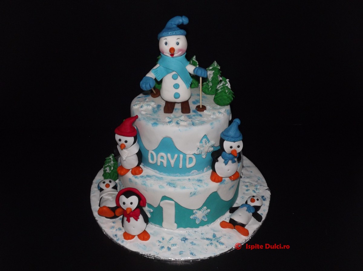 Tort cu pinguini pentru David