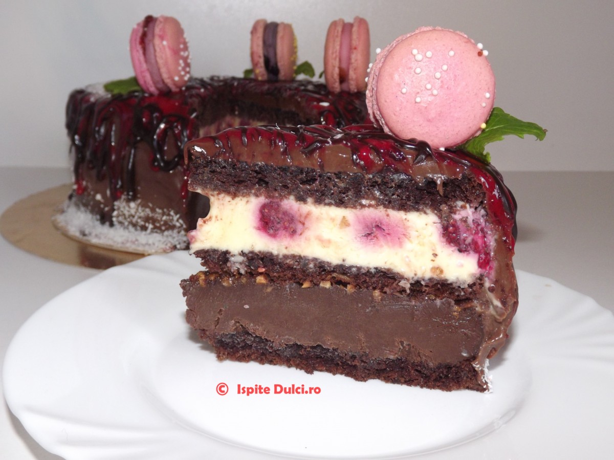 Tort in ciocolata cu macarons